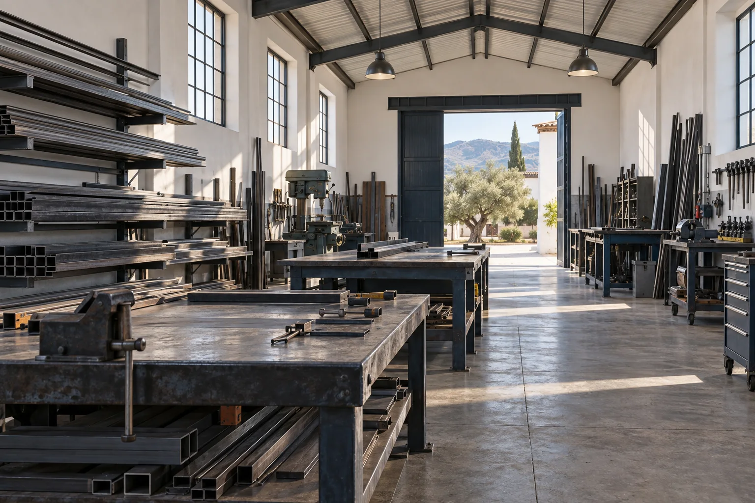 Interior de un taller de fabricación metálica ordenado