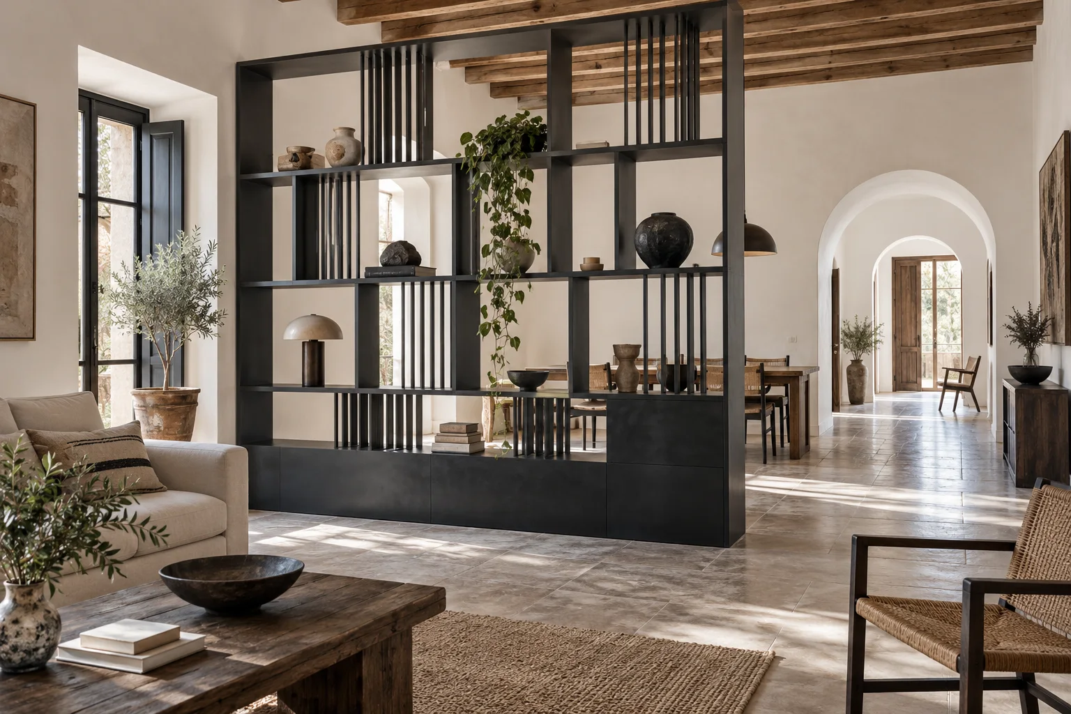 Separador y estantería metálica de diseño para interior